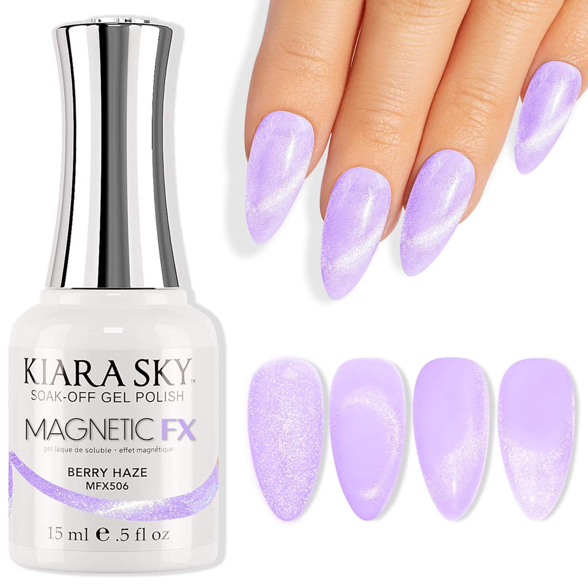 Kiara Sky Berry Haze Magnetic Cat Eye Gel Polish | 0.5 Fl Oz | Long-Lasting Soak Off