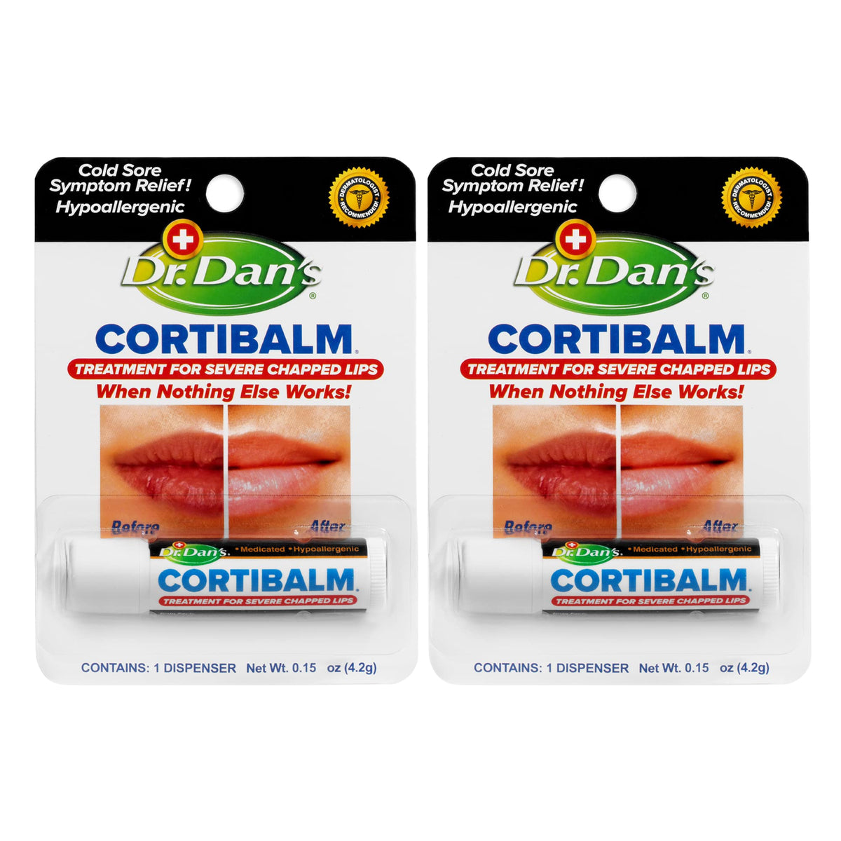 Dr. Dan'S Cortibalm 2 Pack - Severe Chapped Lips & Cold Sore Relief, Cream White, 0.14