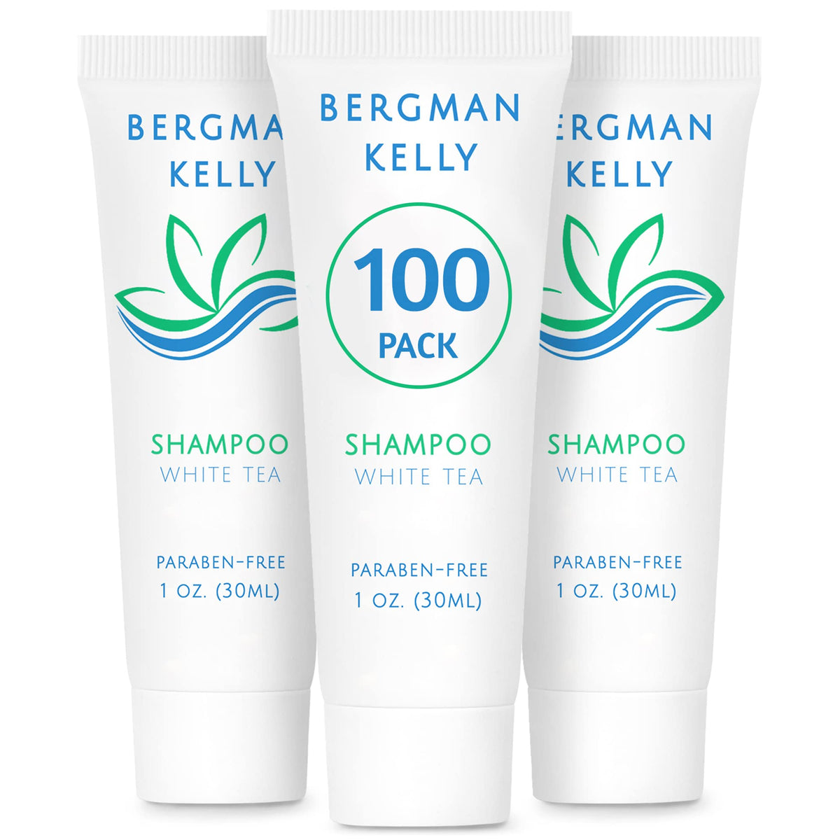 Bergman Kelly Travel Size Hotel Shampoo, 1 Oz (100 Pack), Refreshing White Tea, Luxury Bulk