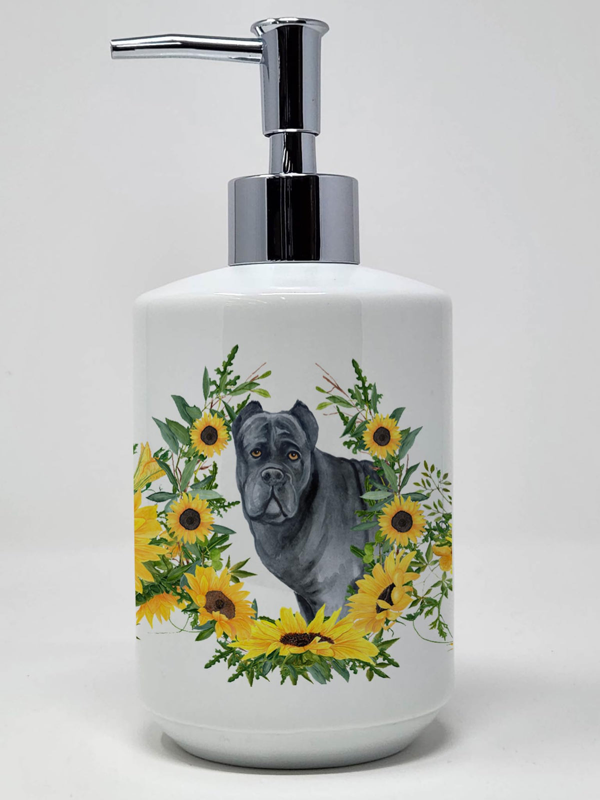 Caroline'S Treasures Cane Corso Sunflowers Ceramic Soap Dispenser For Bathroom Kitchen