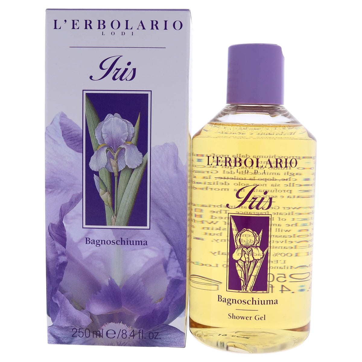 LErbolario Iris Shower Gel  Fragrant And Relaxing Bath Foam  Powdery Scent  Provides Gentle And Delicate Cleansing Action  