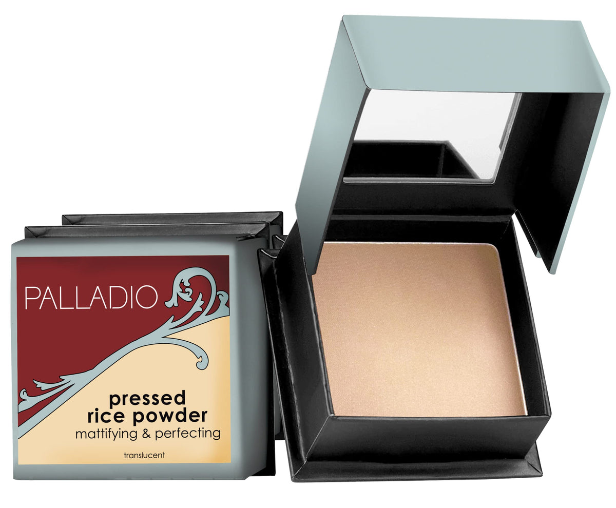 Palladio Natural Pressed Rice Powder, 0.26 Ounce - Lightweight, Matte Finish Makeup