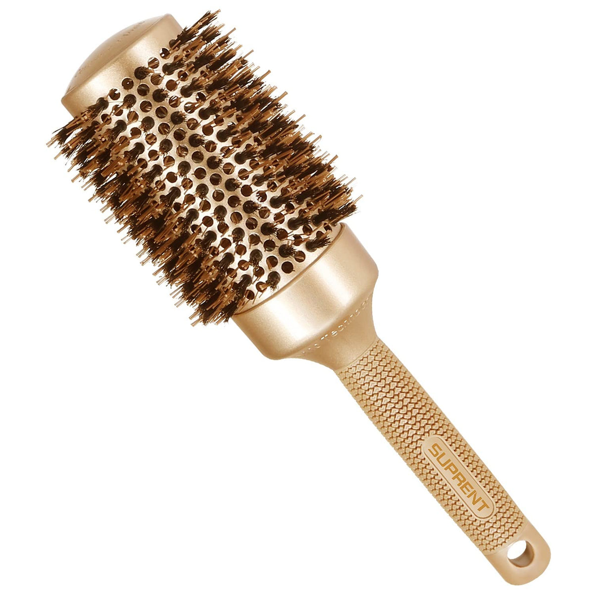 SUPRENT Round Brush with Natural Boar Bristles & Ceramic Coating for Blow Drying & Curling