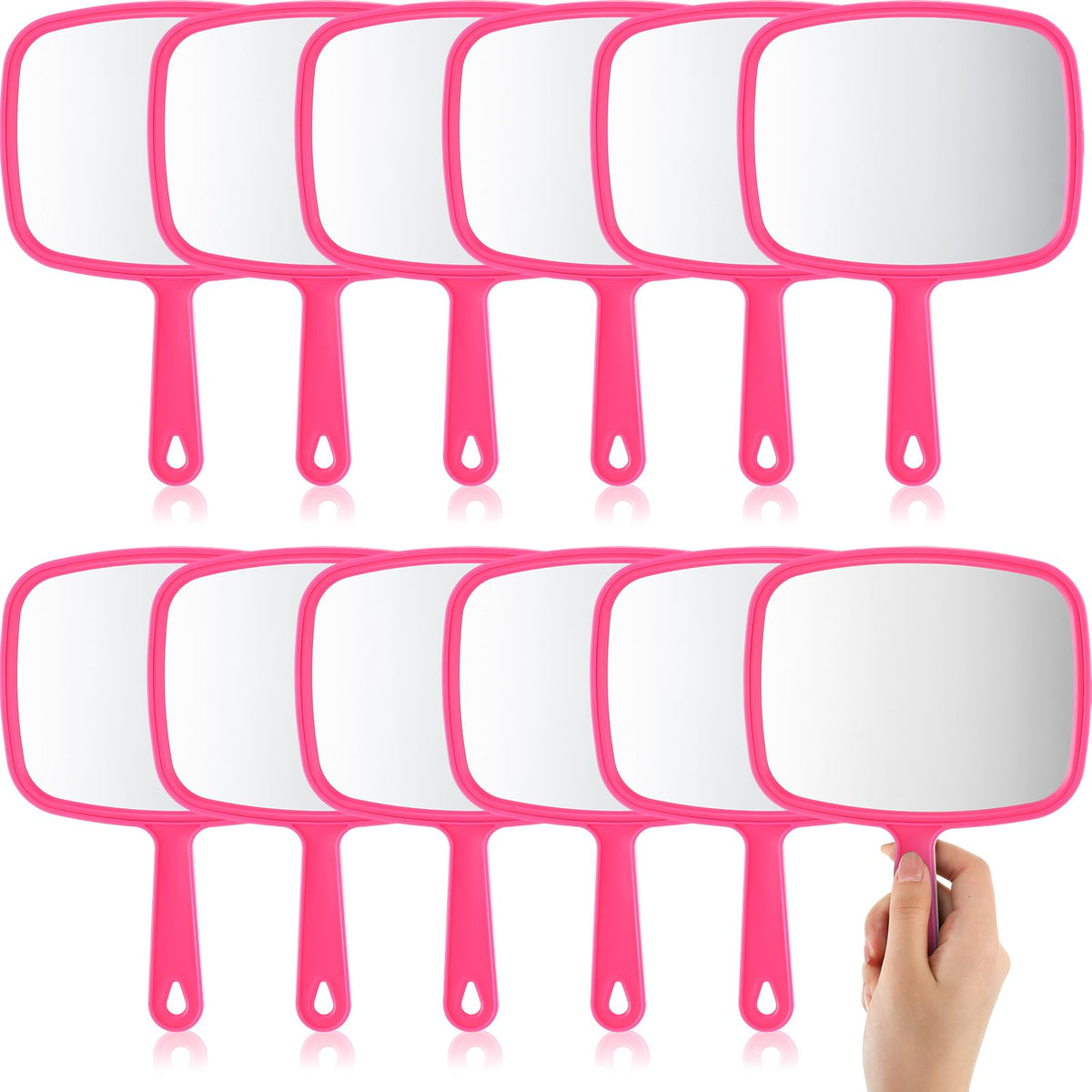 Geetery Handheld Cosmetic Mirror 12 Pcs With Handle, Wall Mount, Rose Red, 6.69 X 9.