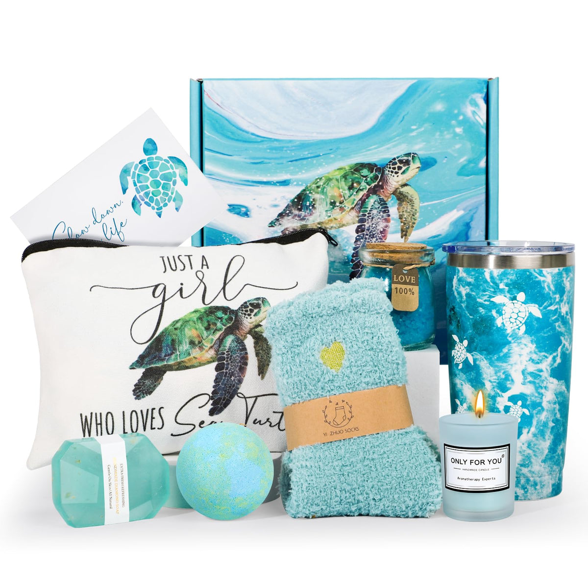 Giftpeak Sea Turtle Gifts Set For Women - Relaxing Spa Bath Gift Baskets For Turtle Lovers