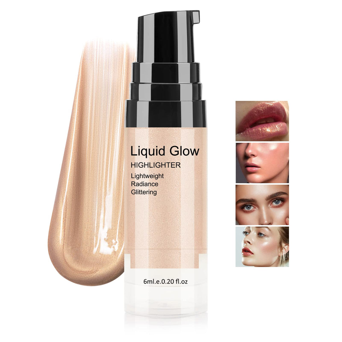 Boobeen Liquid Highlighter - Champagne Glow Illuminator Drops For Radiant Skin, 0.35 Ounce