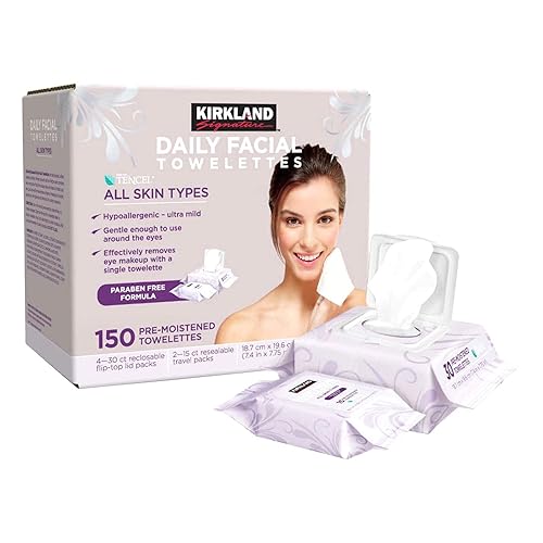 Kirkland Signature Daily Facial Towelettes - 150 Count, Soft Cloth, Gentle Cleansing Wipes