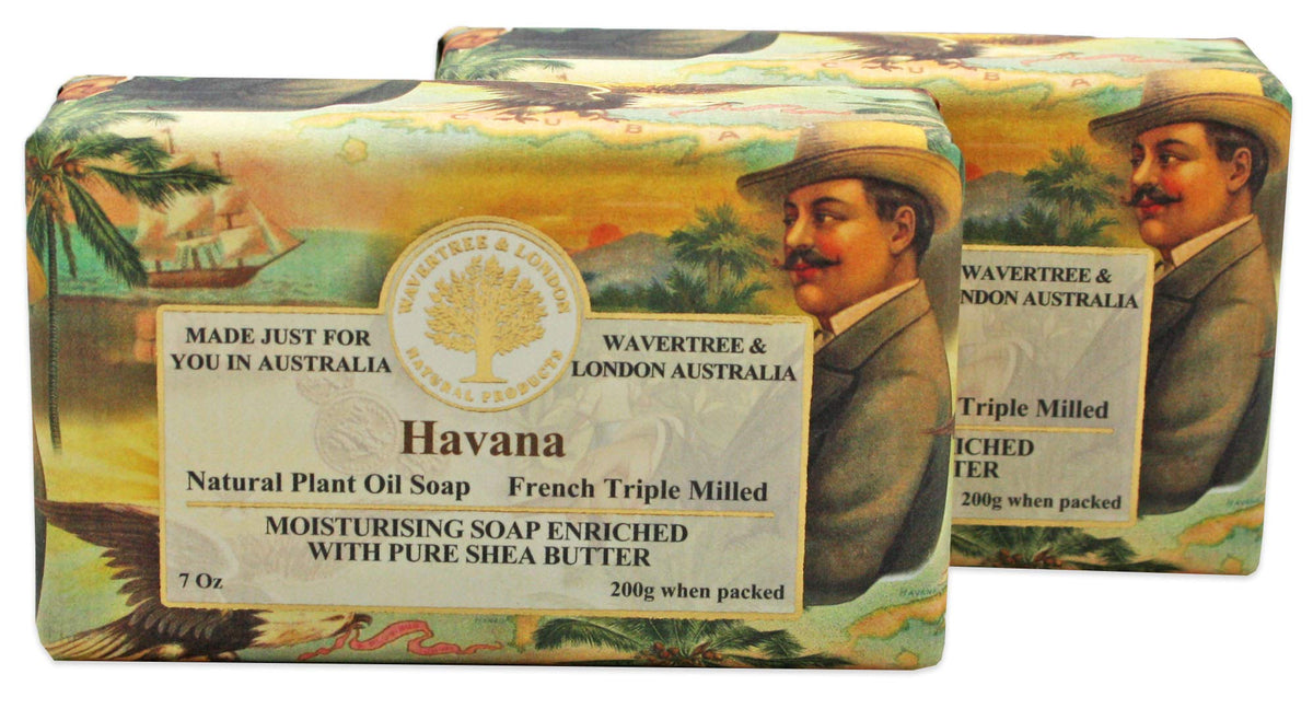 Wavertree & London Havana Moisturizing Soap Bars, 7Oz, Shea Butter, French-Milled, Pack Of 2