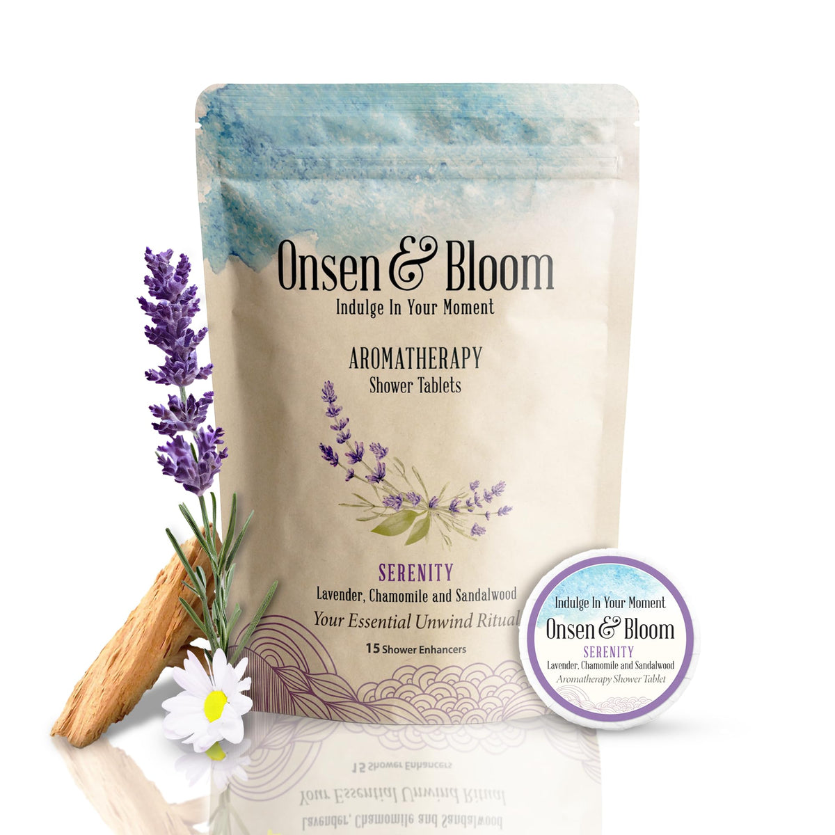 Aromatherapy Shower Steamers 15 Pack By Onsen & Bloom – Lavender & Chamomile For Relaxation