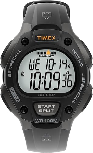 Timex Ironman Triathlon Classic 30 Watch - Gray Case, Black Resin Strap, One Size