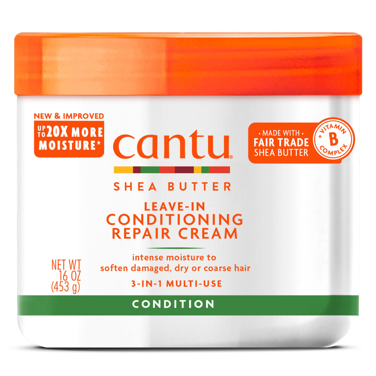 Cantu Leave-In Conditioning Repair Cream With Shea Butter, 16 Oz - Moisturizing Hair Treatment