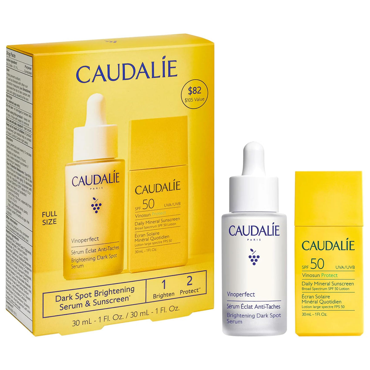 Caudalie Vinoperfect Dark Spot Brightening Serum + Free Vinosun Sunscreen Spf 50 Set