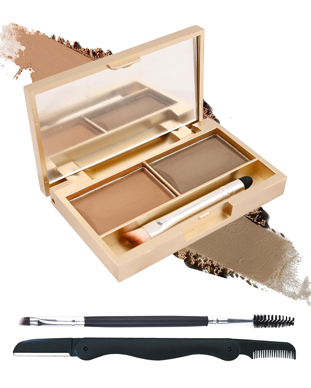 Lysdefeu Eyebrow Powder Kit - Waterproof Longlasting Light Brown/Coffee Blonde With Brush & Razor