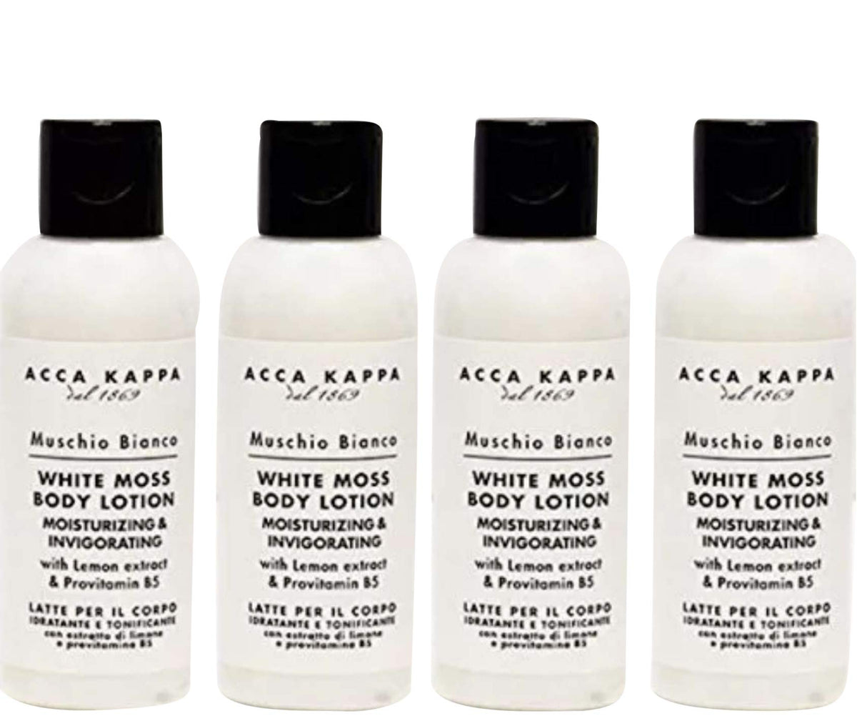 Acca Kappa White Moss Body Lotion Set Of 4 Travel Bottles - Hotel Amenities Collection