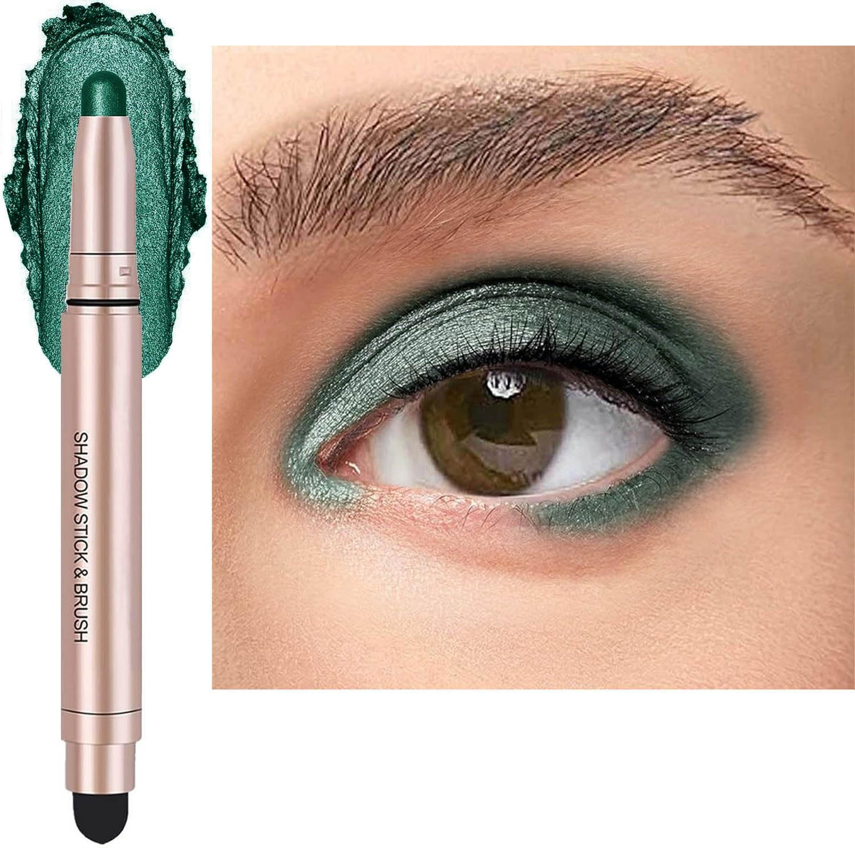 Metfdlaig Green Shimmer Eyeshadow Stick - High Pigment, Waterproof, Long Lasting Makeup 1Oz