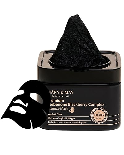 Mary&May Idebenone Blackberry Essence Mask - Anti-Aging Sheet Mask, 20 Sheets For Radiant Skin