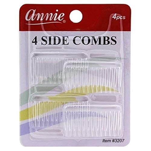 Annie 4 Count Clear Hold Side Combs - Plastic Hair Accessories For Women And Girls