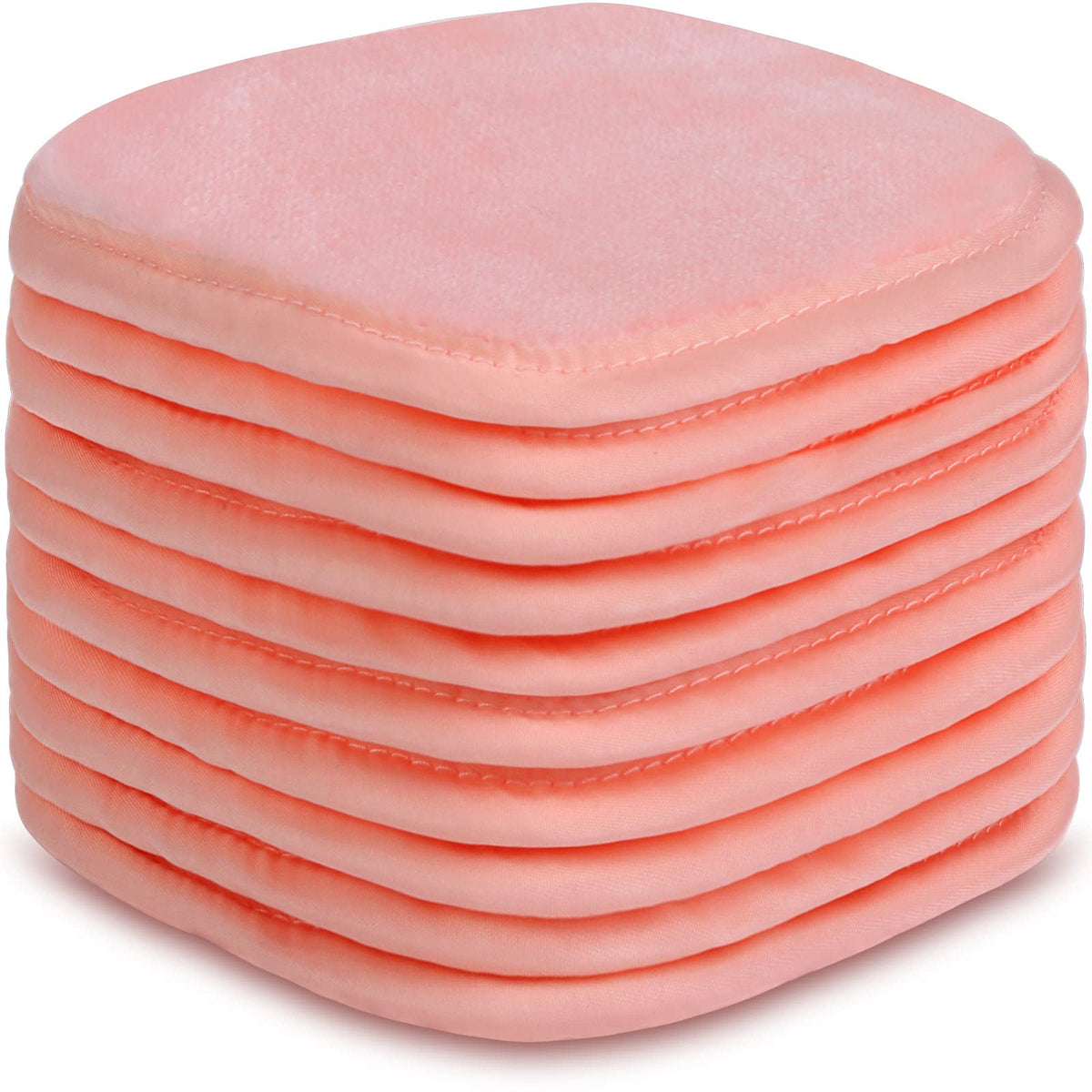 Wylimg Extra Thick Pink Makeup Remover Cloths - 10 Reusable Microfiber Pads, 5&quot;X5&quot;