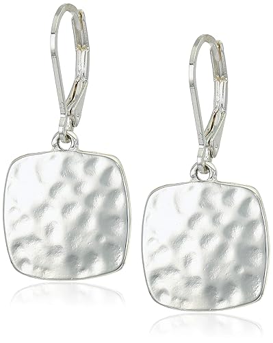 Nine West Silver Tone Soft Square Drop Earrings For Women