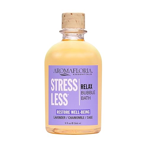 Aromafloria Stress Less Lavender Bubble Bath - Soothing Foaming Relaxation For Mood & Sleep 9 Oz