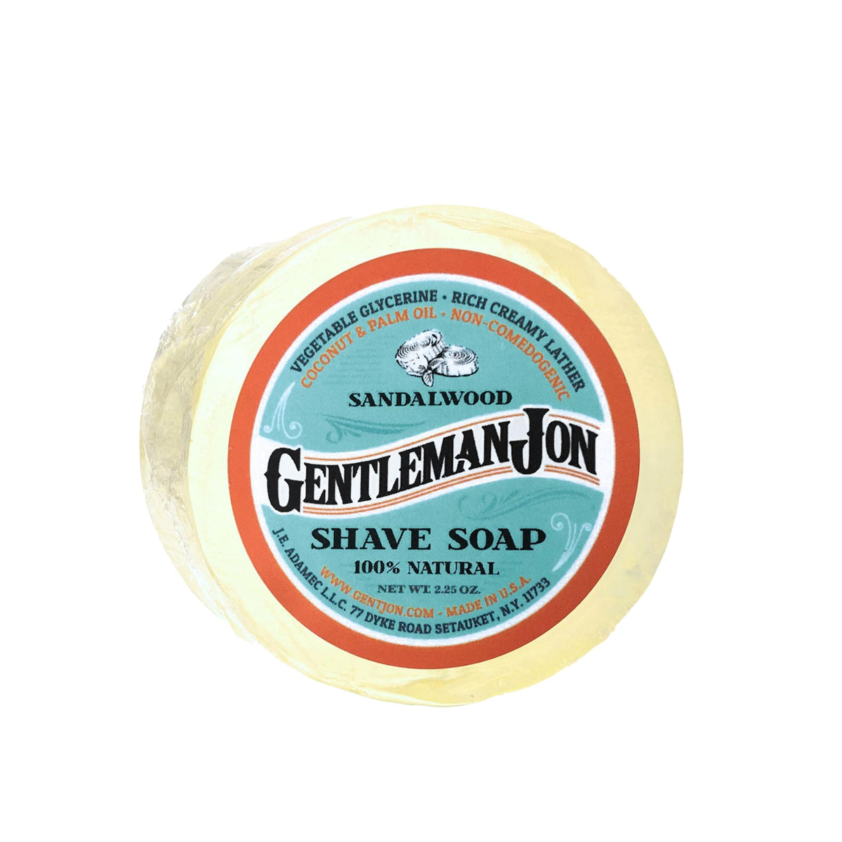 Gentleman Jon Sandalwood Shaving Soap - Perfect Lather, Moisturizes & Protects - 2.25 Oz