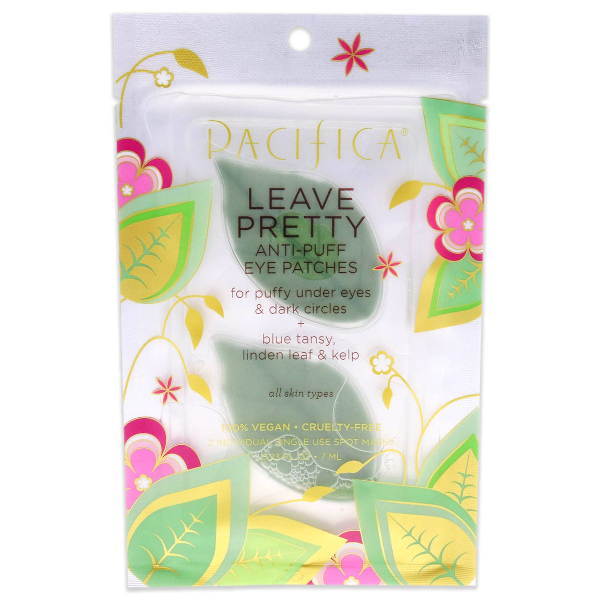 Pacifica Undereye Mask with Blue Tansy & Kelp for Puffy Eyes, Vegan & Cruelty-Free, 2 Pieces