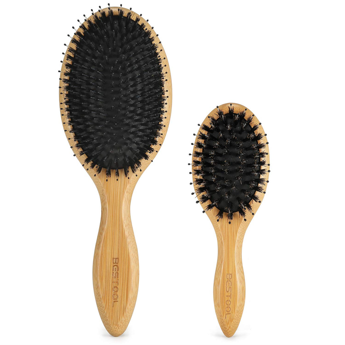 BESTOOL Boar Bristle Hair Brush Set for Thick, Fine, Curly Hair - Detangling & Shine, 2 Piece