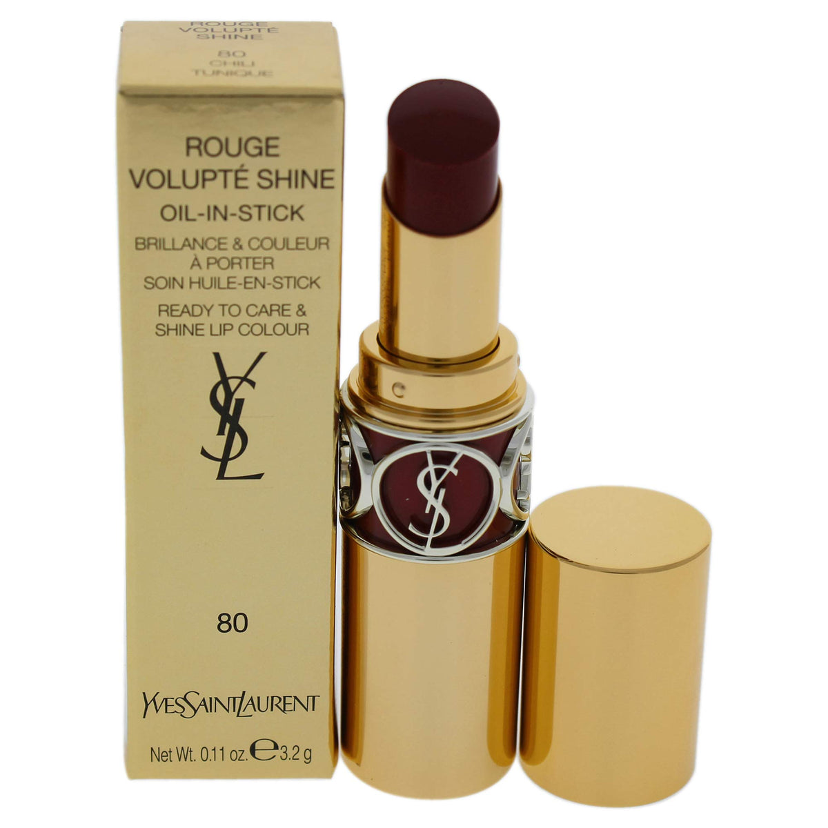 Yves Saint Laurent Rouge Volupte Shine OilInStick Lipstick  80 chili Tunique Lipstick Women 011 oz