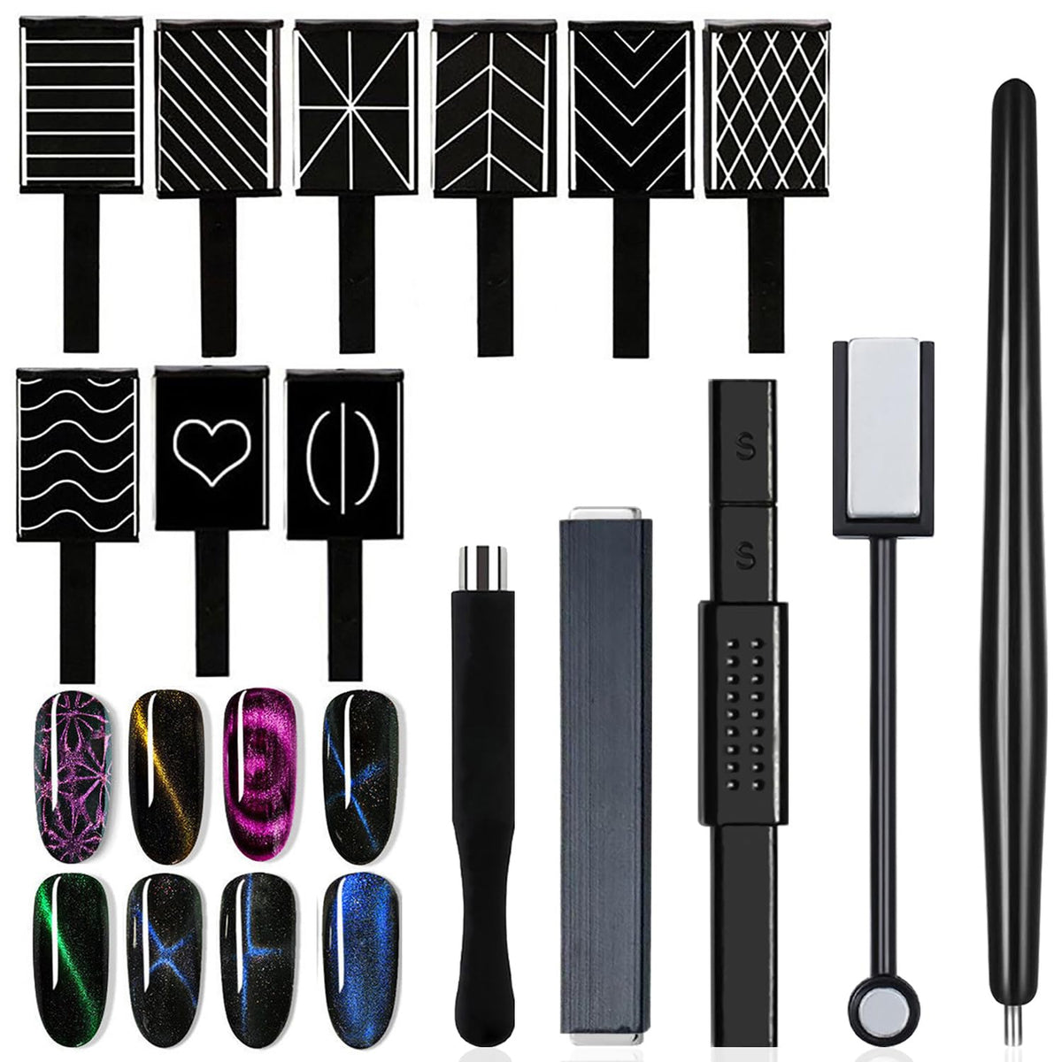 Danneasy 14Pcs Cat Eye Nail Polish Magnetic Wand - Stronger Magnet Nail Art Tools