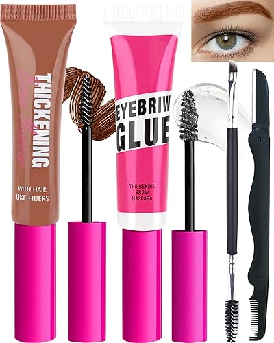 LYSdefeu Waterproof Tinted Brow Gel Kit - Rich Auburn, Thickening Eyebrow Mascara & Glue Set