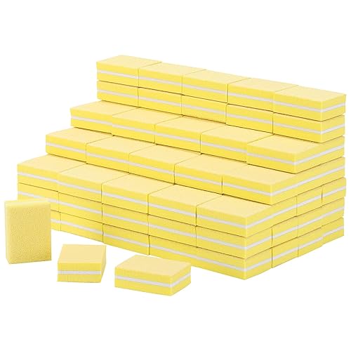 acDesign 100 Pcs Mini Nail Buffers 180/100 Grit for Nail Care - Yellow Acrylic