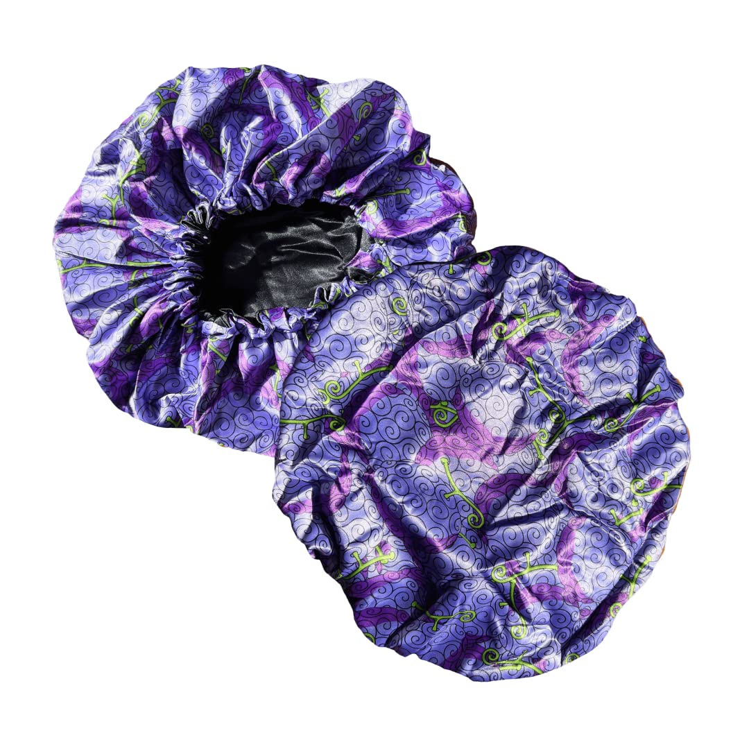 Crown Silky Satin Bonnet For Sleeping, Adjustable Elastic Band, One Size, Violet Gum Fruit