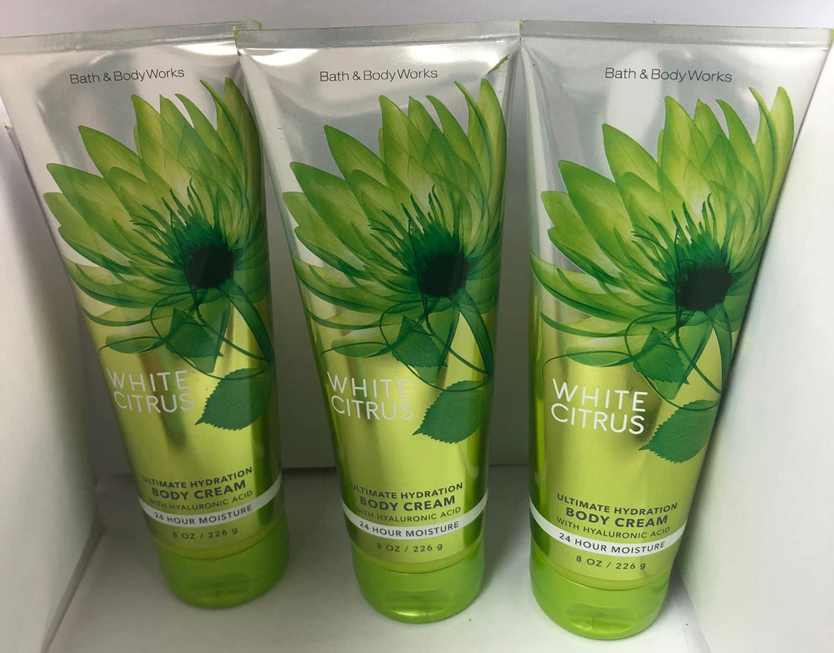 Bath & Body Works White Citrus Ultra Shea Body Cream, 3 Pack, 8 Oz Each - 24 Hour Moisture