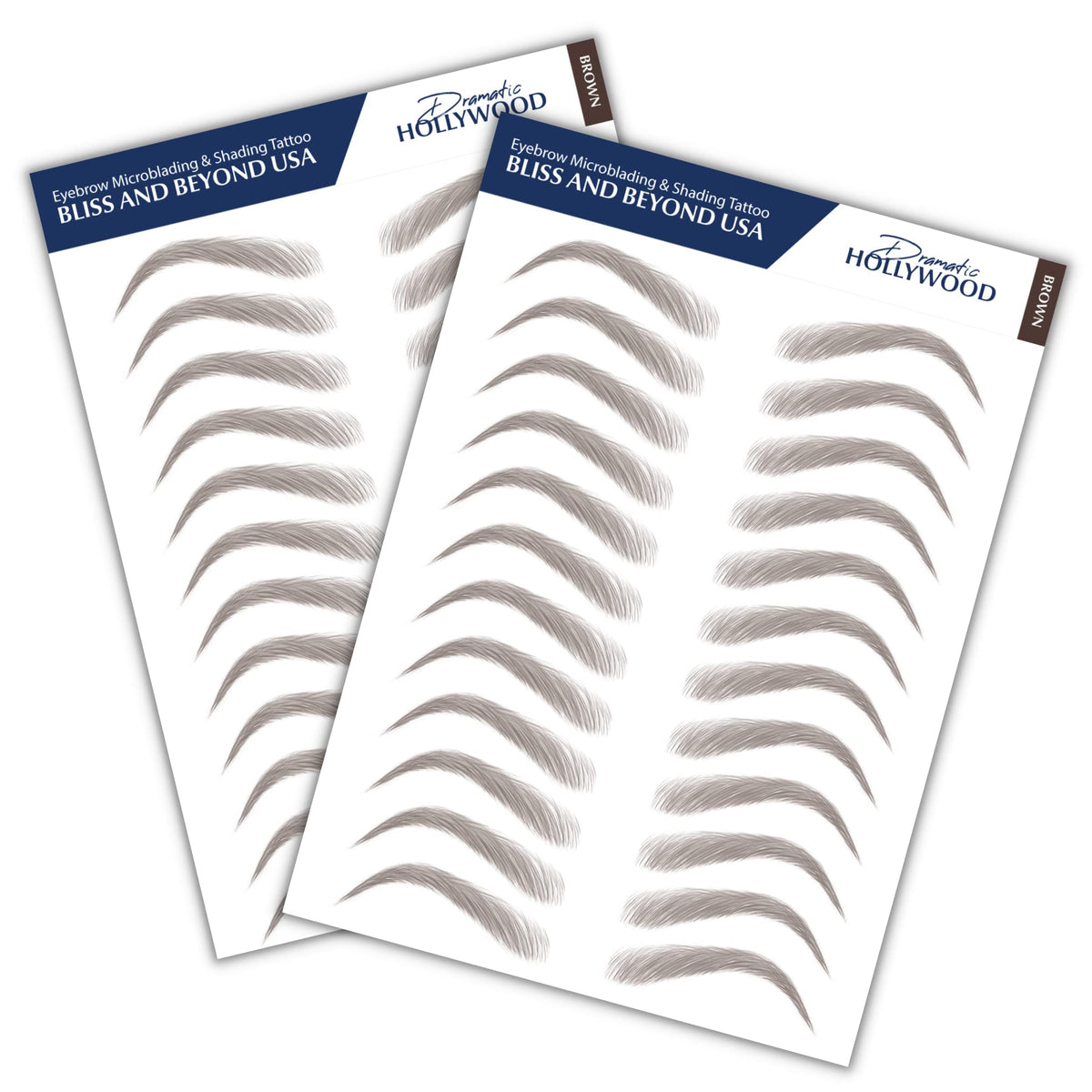 Bliss And Beyond Usa Eyebrow Tattoo Stickers - Waterproof, Long Lasting, Brown, Dramatic Hollywood