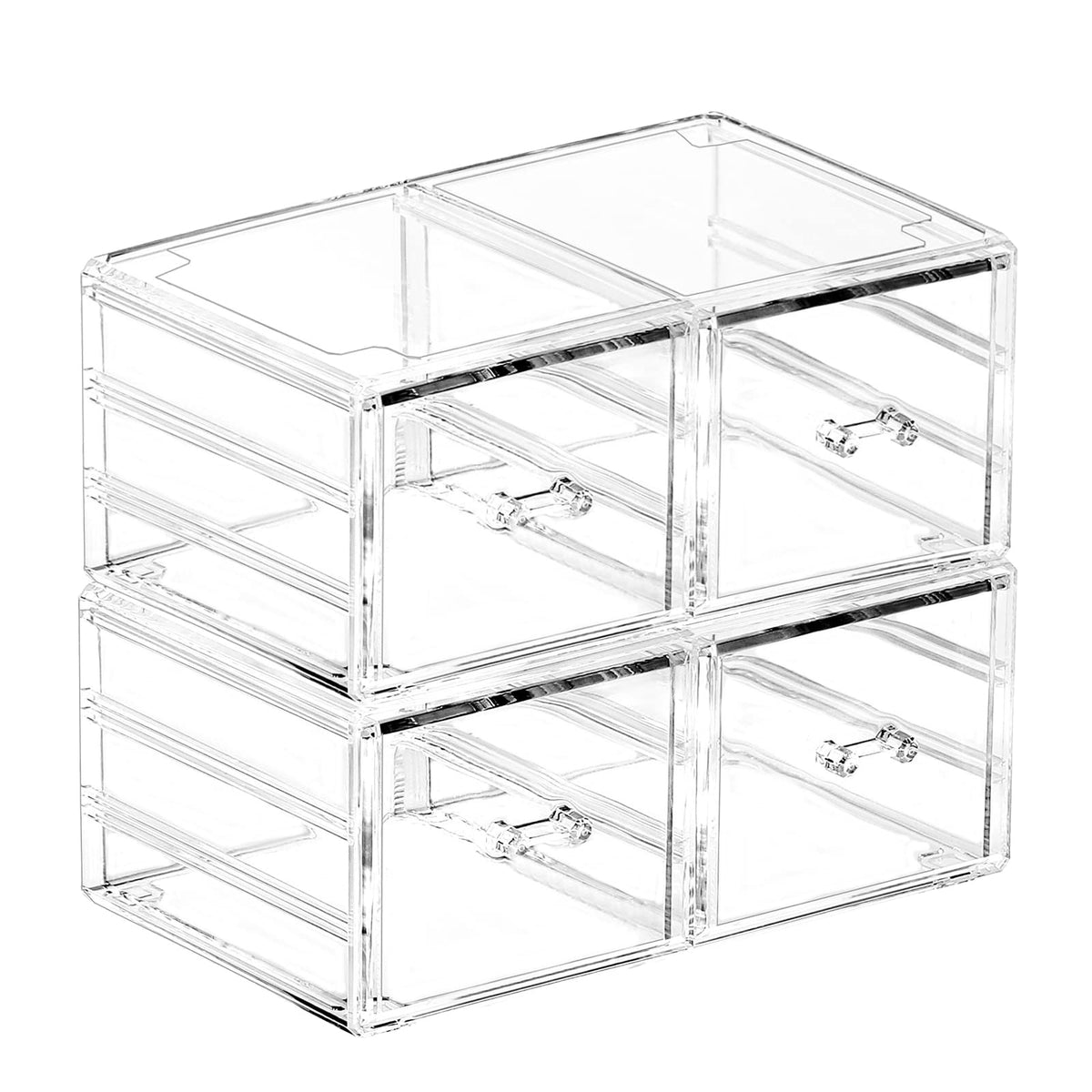 Cq Acrylic Pack Of 2 Stackable Clear Acrylic Drawers For Organizing Cosmetics & Jewelry