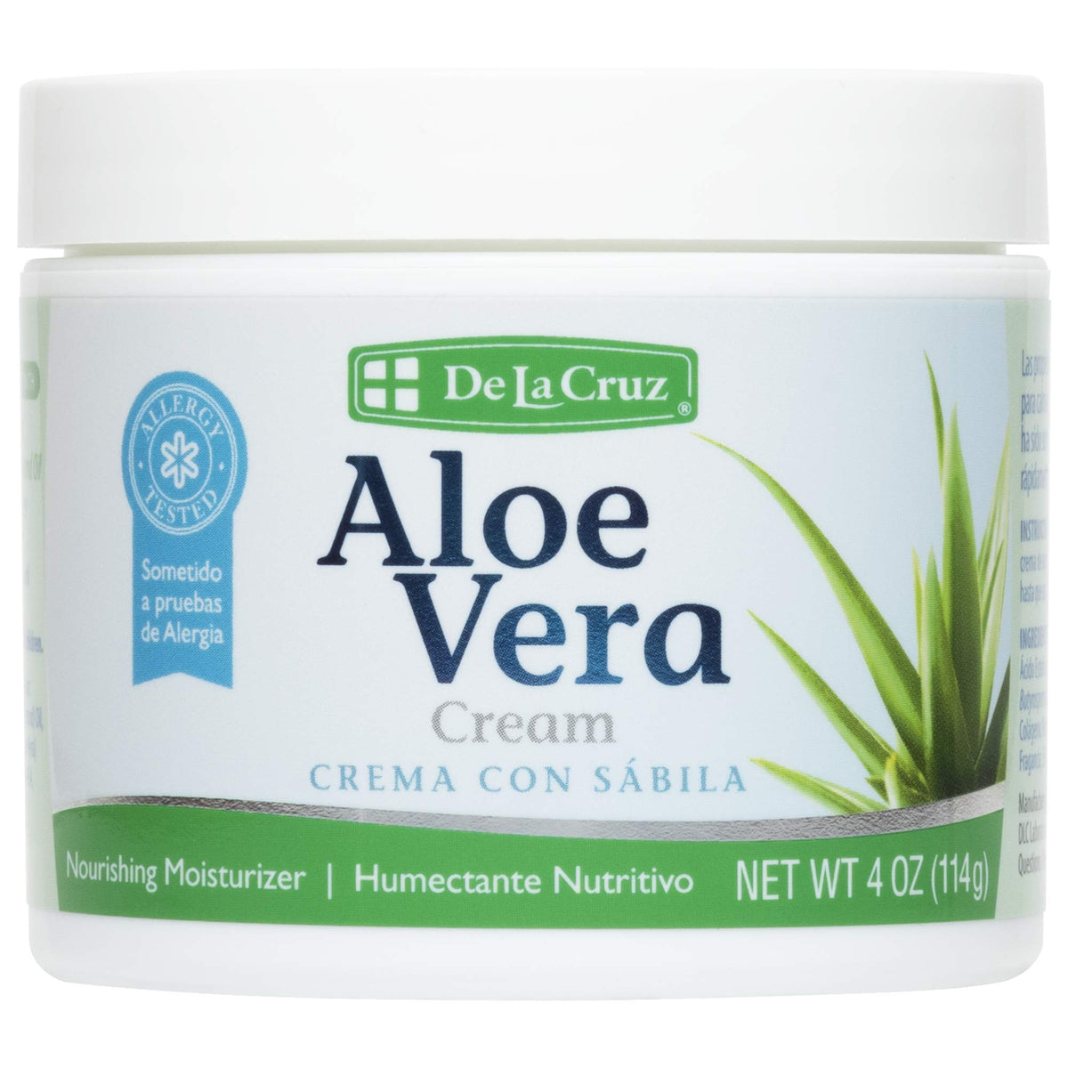 De La Cruz Aloe Vera Face Moisturizer - Natural Hydrating Cream For Face, Hands & Body, 4Oz