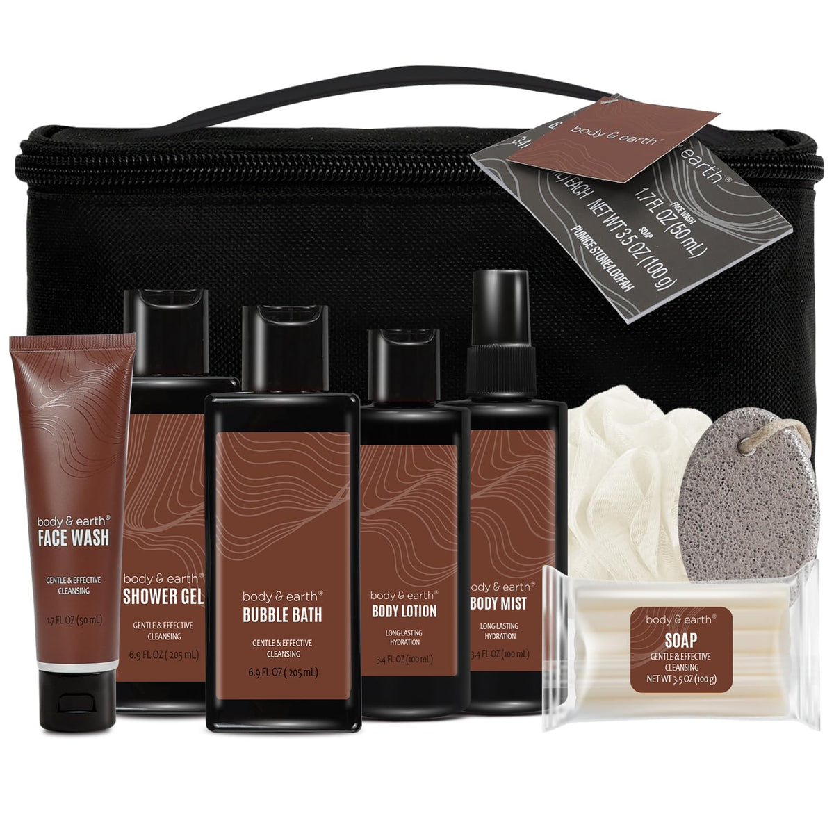 Body & Earth Sandalwood Bath Set - 8Pc Gift Baskets For Men, Birthday & Christmas Gifts