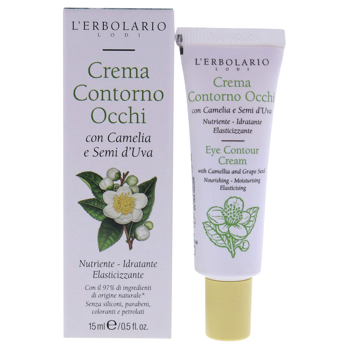 L'Erbolario Eye Contour Cream - Nourishing, Elasticity Boosting, Perfume Free, 0.5 Oz