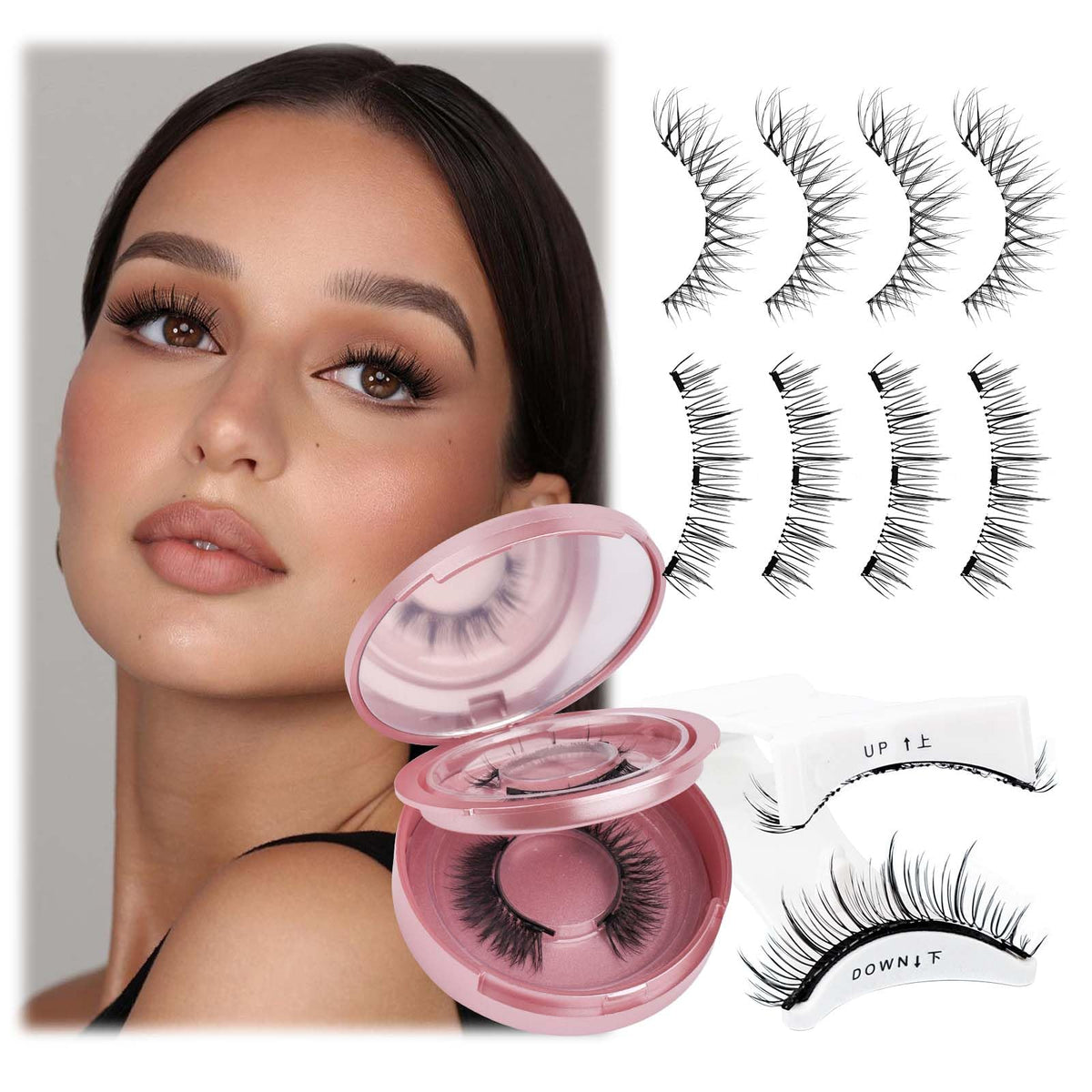 Fadlash Magnetic Eyelashes Kit - 2 Pairs Fluffy Reusable Lashes, Easy To Apply, No Glue Needed