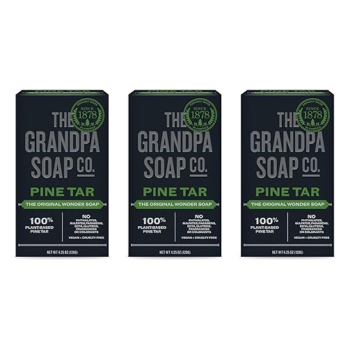 Pine Tar Bar Soap By The Grandpa Soap Company | 3-In-1 Cleanser & Moisturizer | 4.25 Oz