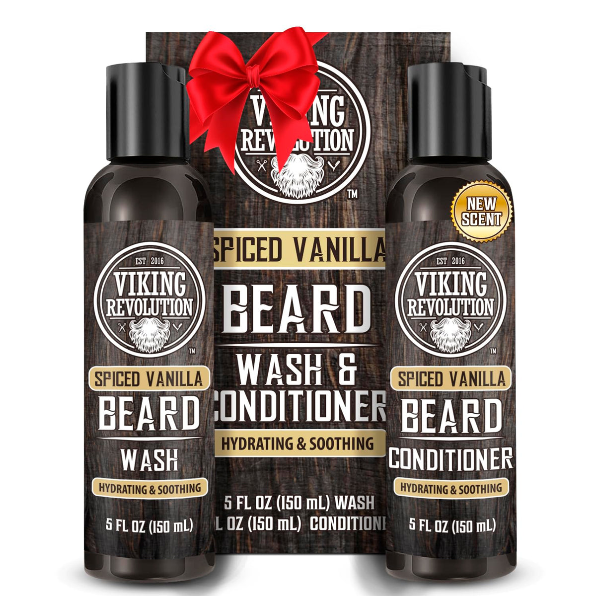 Viking Revolution Beard Wash & Conditioner Set With Argan & Jojoba Oil - 5Oz Spiced Vanilla