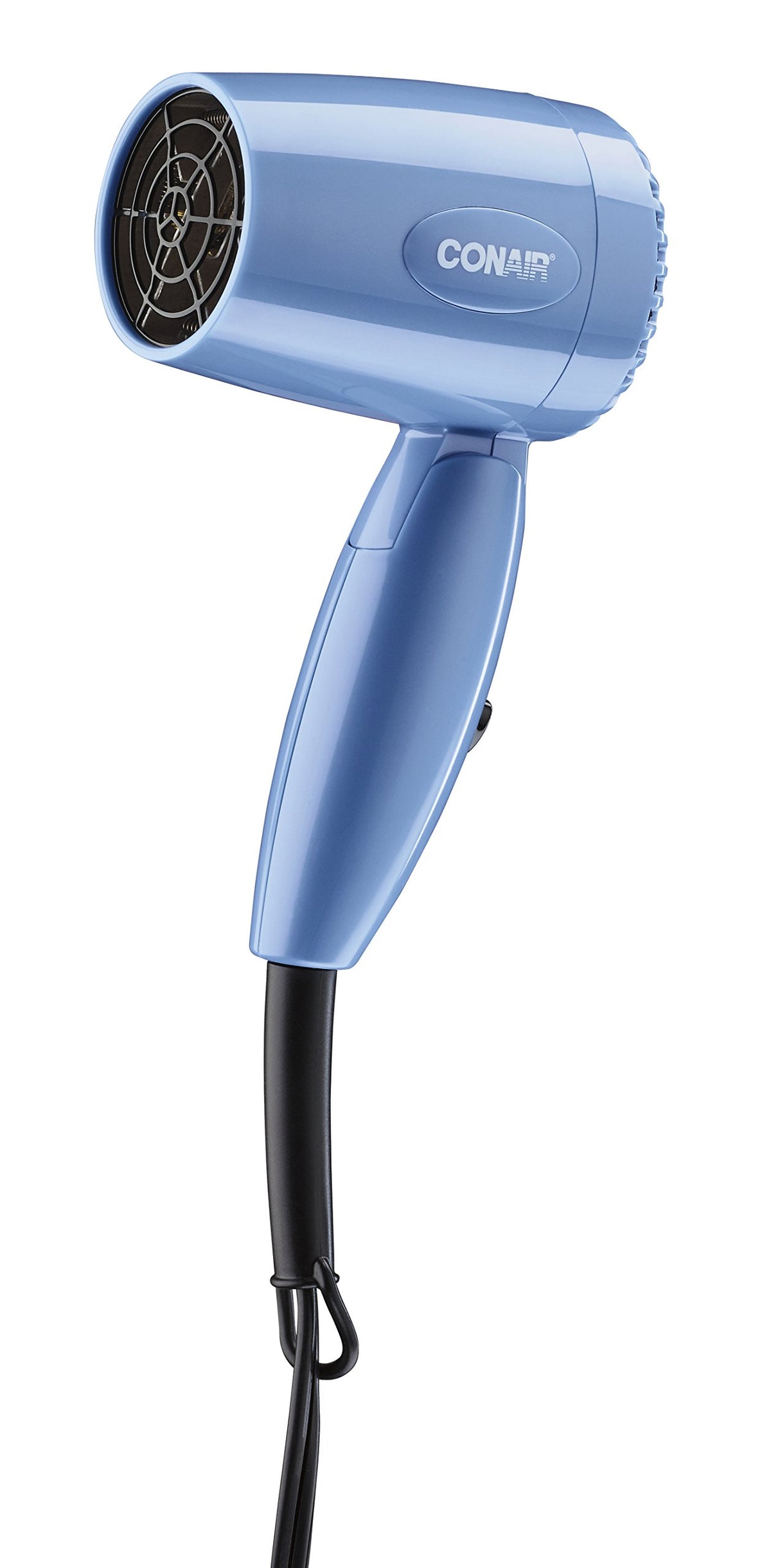 Conair 1600W Travel Hair Dryer, Dual Voltage, Compact With Folding Handle, Blue