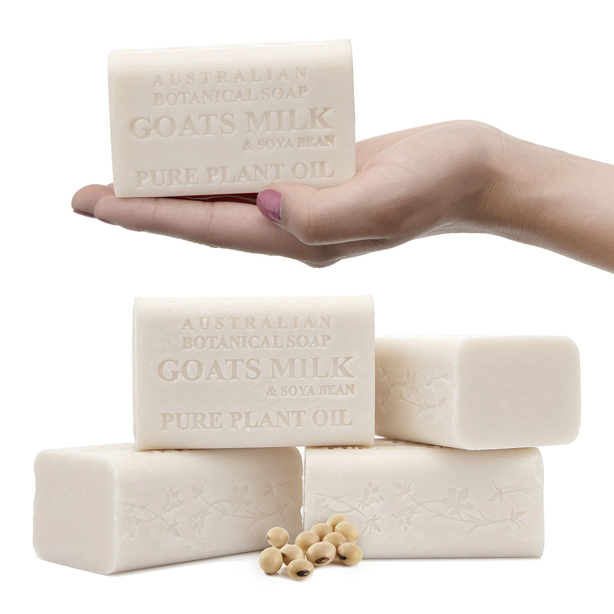 Australian Botanical Soap Goats Milk & Soya Bean Soap Bars, 6.6 Oz, Pack Of 4 - All Skin Types