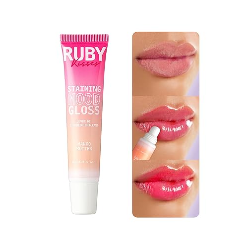 Ruby Kisses Mango Butter Lip Gloss - Ph-Activated, Hydrating, Non-Sticky, 0.34 Fl Oz