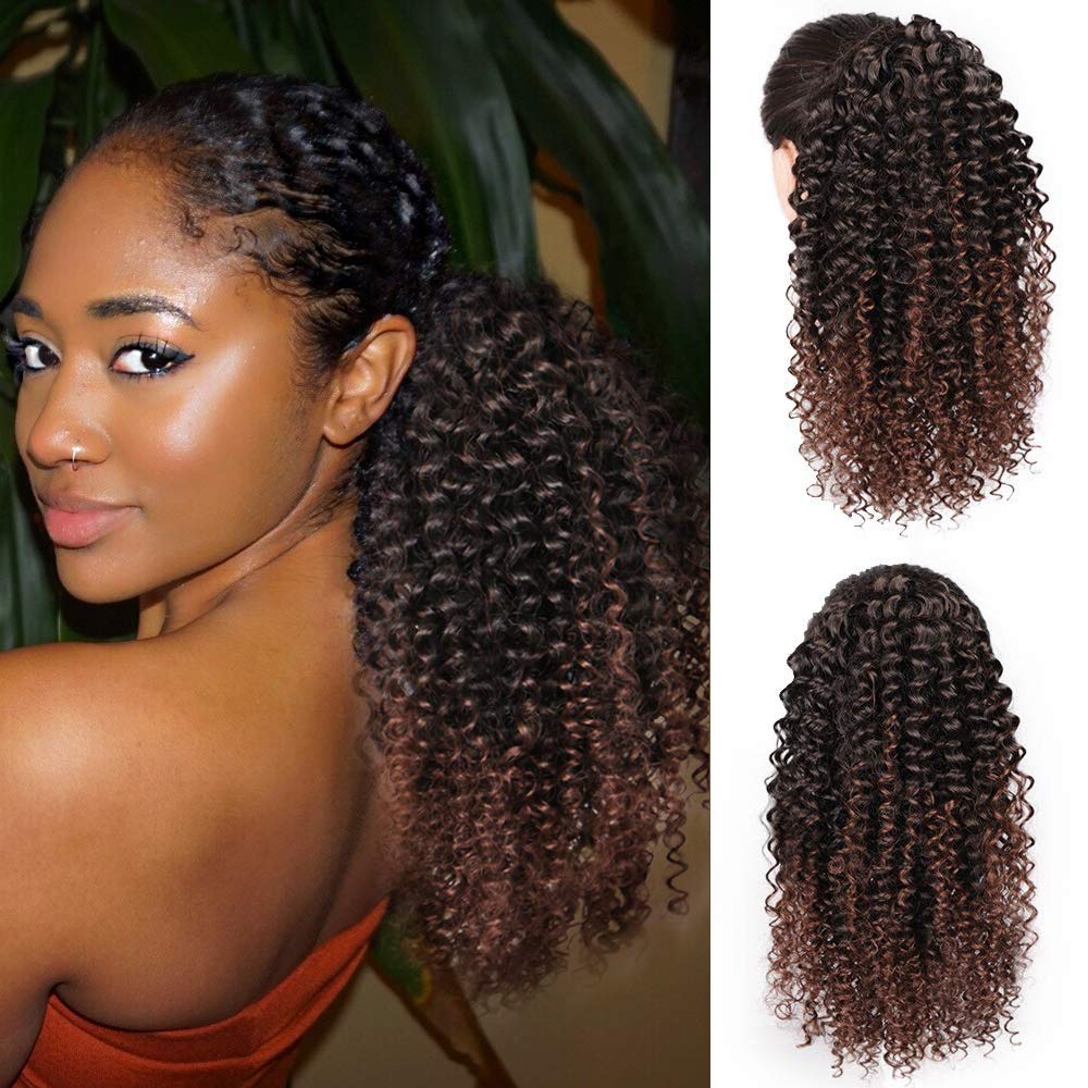 Vigorous Brown Curly Ponytail Extension For Women - Afro Kinky Drawstring (T2/33)