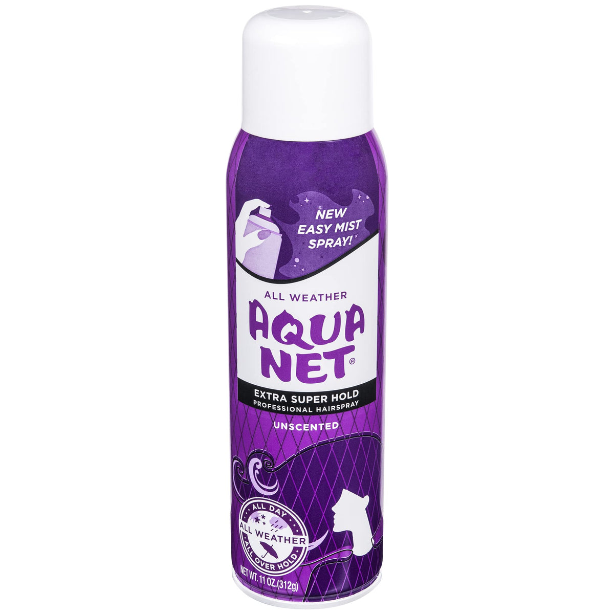 Aqua Net Extra Super Hold Unscented Hairspray, 11 Oz - All Weather Professional Formula