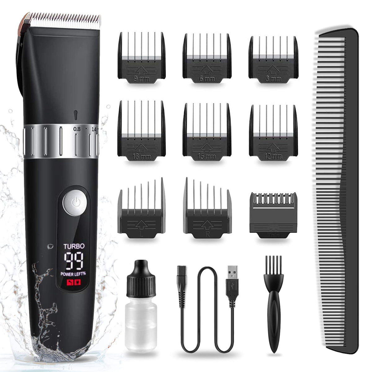 Vapker Hair Clippers For Men - Cordless Beard Trimmer, Usb Rechargeable, Waterproof, 14 Piece Set