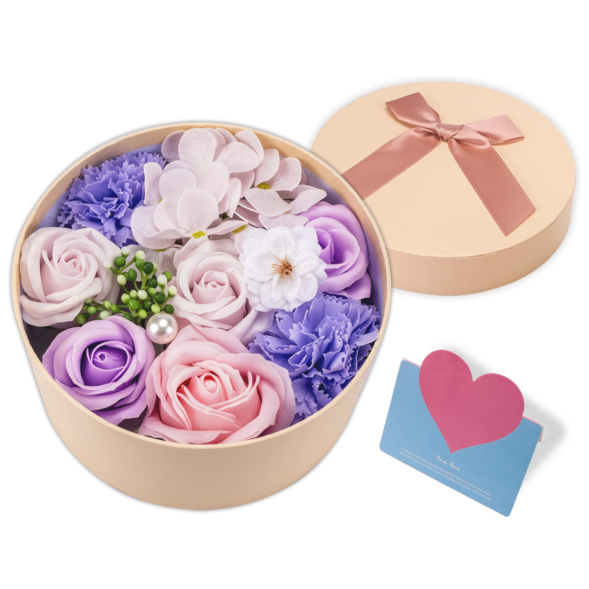 Little World Rose Flower Bath Soap Petals In Purple Box - Floral Scented Gift Set For Women