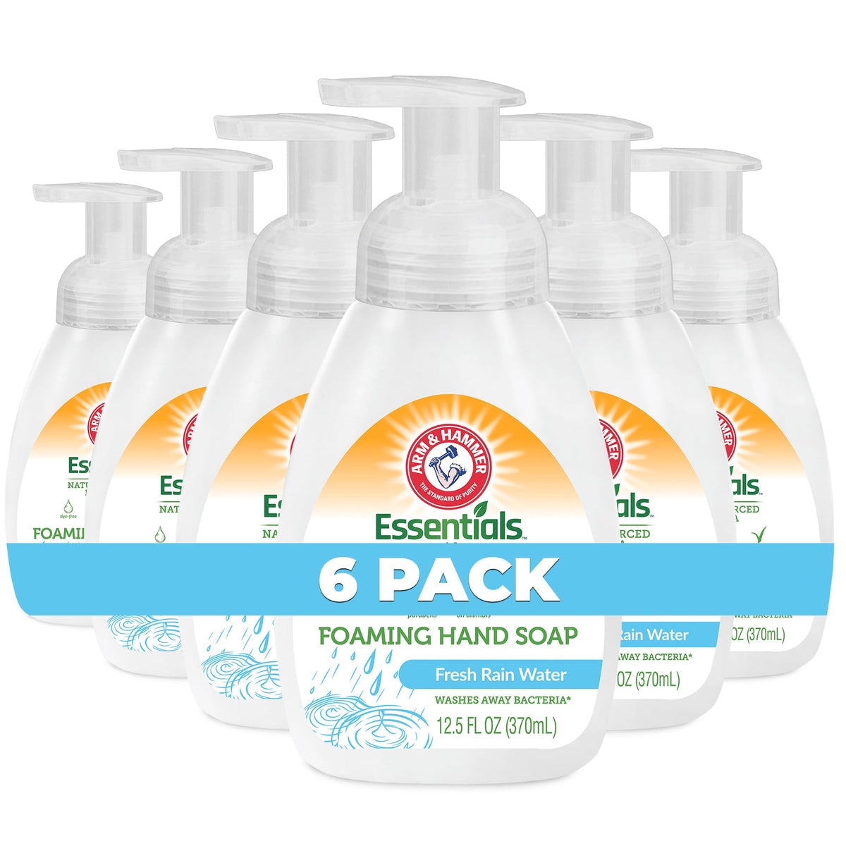 Arm & Hammer Foaming Hand Soap, Fresh Rain Water, 6 Pack, 12.5 Fl Oz With Aloe Vera