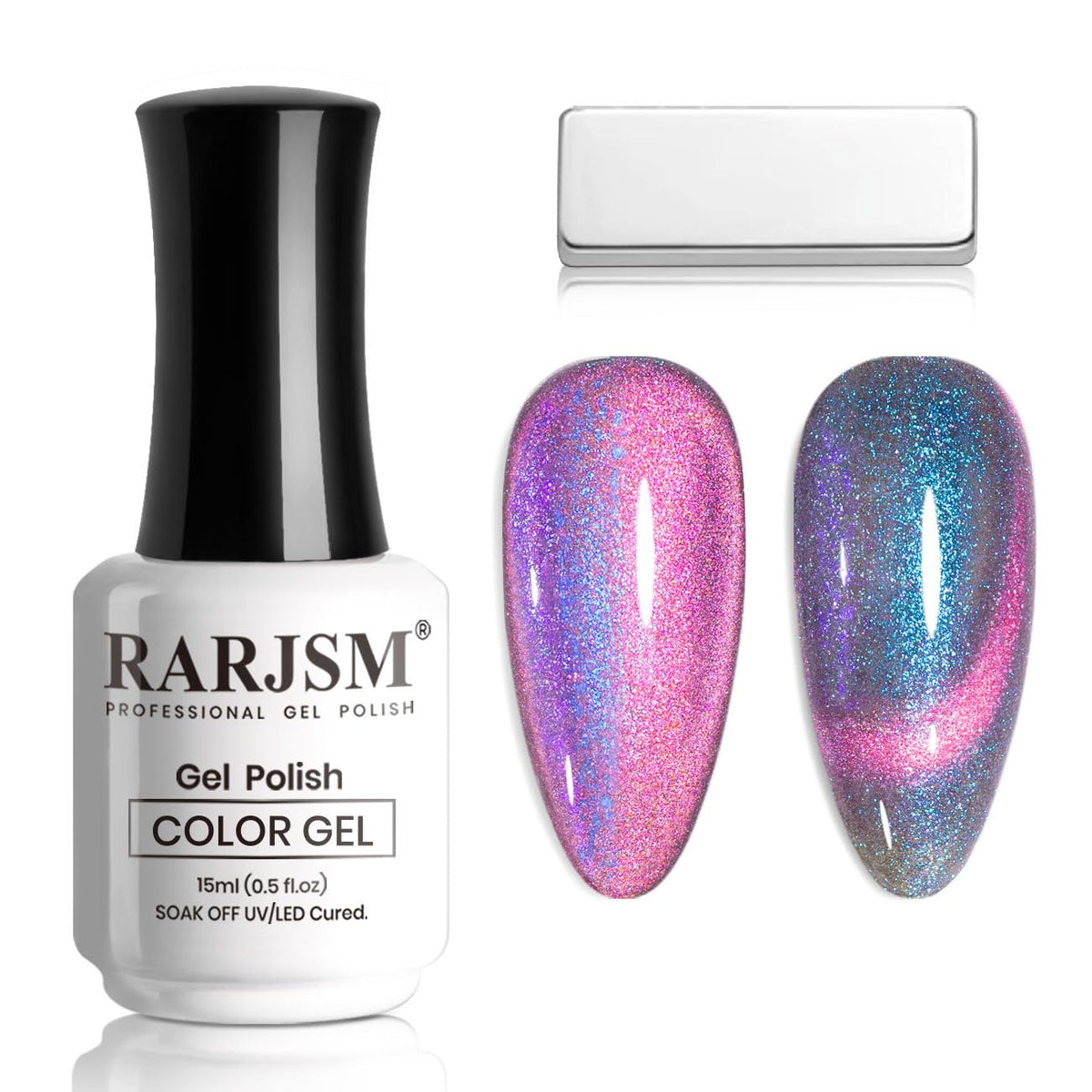 Rarjsm 9D Diamond Galaxy Cat Eye Gel Nail Polish - Blue Purple, Uv Led, 15Ml